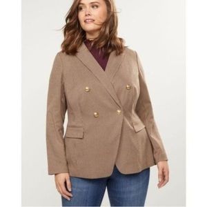 NEW Lane Bryant Double Breasted Brown, Rust & Tan Houndstooth Plaid Blazer-Sz 16